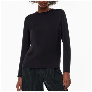 Aritzia Babaton Hamilton Black Satin Long Sleeve Blouse Top Small